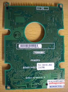 Toshiba MK2101MAN IDE 2167MB HDD 2,5 PCB Controller Elektronik Platine* fe133