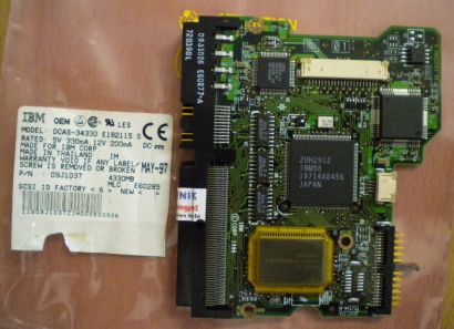 IBM DCAS-34330 09J1037 SCSI 4330MB PCB Controller Elektronik Platine* fe145