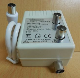 Vivanco ST VZV 15S Splitter TV Zwei Geräteverstärker SAT Verstärker 2x15dB*so559