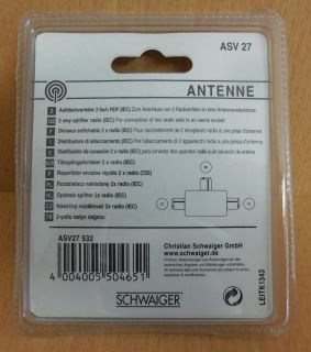 Schwaiger Radio 2-fach Aufsteck Verteiler Koax-Stecker 2x Koax-Kupplung* so576