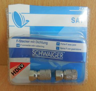 Schwaiger FSW8311 531 2x F-Stecker mit Dichtung 2 Stück für 7mm Kabel* so579