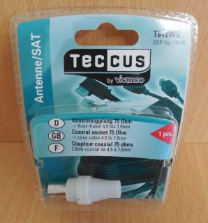 Teccus by Vivanco Koaxialkupplung Koax Kupplung 75Ohm Koaxkabel 4,5-7,5 mm*so587