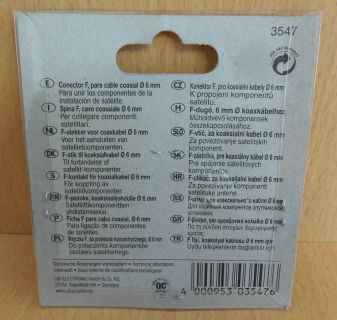 Skymaster 3547 SAT 2x F Stecker für 6mm Koax Kabel 2 Stück F-Stecker* so588