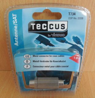 Teccus by Vivanco Metall Verbinder Koaxialkabel Koax Kabel vollgeschirmt* so589 Teccus by Vivanco Metall Verbinder Koaxialkabel Koax Kabel vollgeschirmt* so589