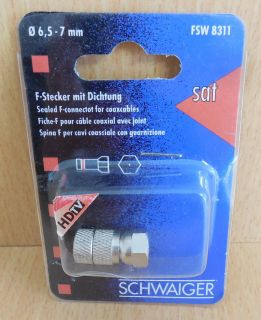 Schwaiger FSW8311 231 F-Stecker mit Dichtung für 6,5 - 7mm Kabel HDTV* so591
