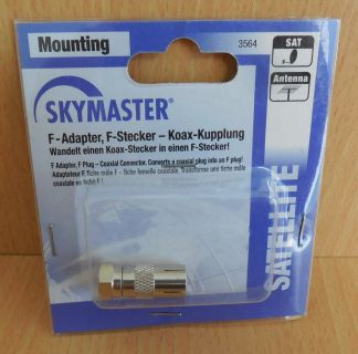 Skymaster F-Adapter Adapter F Stecker F-Stecker zu Koax Kupplung silber* so598