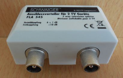 Schwaiger FLA545 SAT Verteiler aufsteckbar Anschlussverteiler 2 TV Geräte* so604