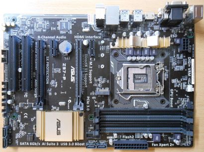 Asus Z97-P Rev 2.00 Mainboard +Blende Intel Z97 P Sockel 1150 PCIe DDR3* m720