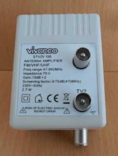 Vivanco ST VZV 15S Splitter TV Zwei Geräteverstärker SAT Verstärker 2x15dB*so619