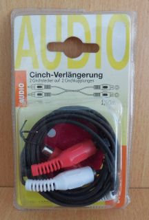 BigBalloon Cinch Verlängerung Kabel 1,5m Stereo 2x Stecker - 2x Kupplung* so632