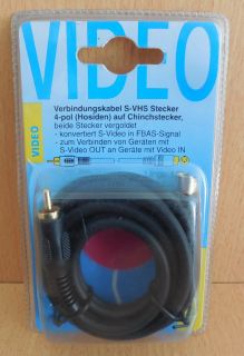 BigBalloon S VHS Video FBAS Kabel 1,5m 4-pol Mini DIN Stecker Cinch HQ* so638