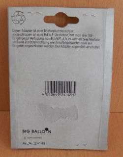 BigBalloon Tisch Telefon Steckdose Dose TAE F Erweiterung auf 3-fach N F F*so640