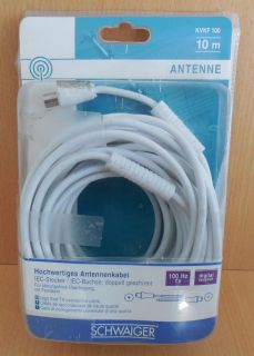 Schwaiger KVKF100 SAT TV Radio 100Hz Antennenkabel 10m Koax Stecker Buchse*so635