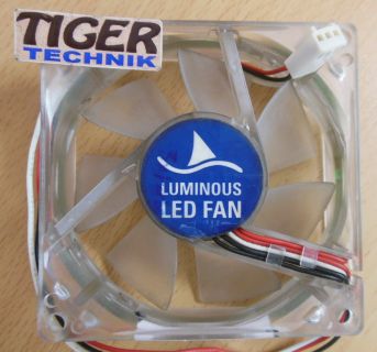 Sharkoon Luminous LED FAN blau 80mm 3-pol Gehäuse Lüfter* gl62