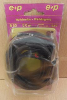 e+p B 50 Kabel Würfelstecker auf Würfelkupplung 5m schwarz* so689