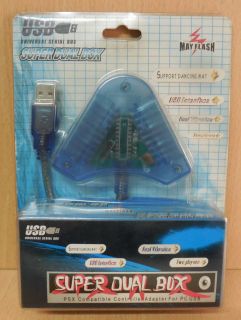 May Flash USB Super Dual Box Playstation 2 Adapter 2 Controller an PC* so698