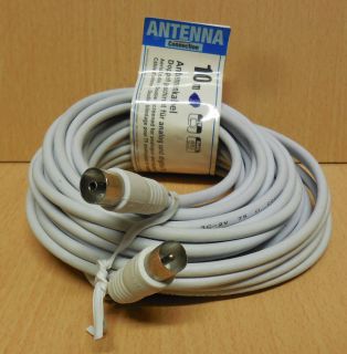 TV Radio Antennenkabel 10m weiß Koax Stecker Kupplung doppelt geschirmt* so727