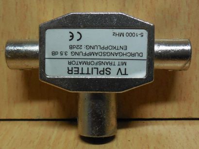 TV Zweifachverteiler 2 fach Verteiler metall Koax-Kupplung 2x Koax-Stecker*so729