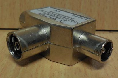 TV Zweifachverteiler 2 fach Verteiler metall Koax-Kupplung 2x Koax-Stecker*so729