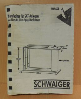 Schwaiger Wandhalter WAH6230 für SAT Anlagen 30cm-60cm Spiegeldurchmesser* so738