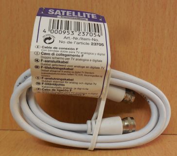 Skymaster 23705 Receiver Anschlusskabel SAT Kabel weiß 1,5m F Stecker* so751