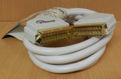 Skymaster 3725 21 pol SCART Kabel weiß 1,5m vergoldet Stecker Video TV DVD*so767
