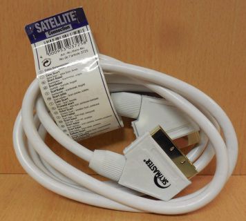 Skymaster 3725 21 pol SCART Kabel weiß 1,5m vergoldet Stecker Video TV DVD*so767