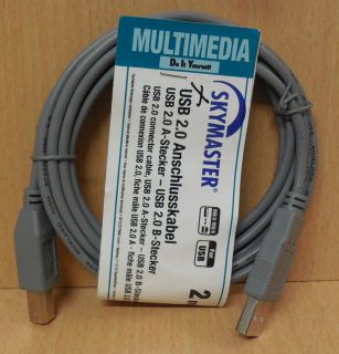 Skymaster 28273 USB 2.0 Kabel grau 2m Typ A Stecker Typ B Stecker* so768