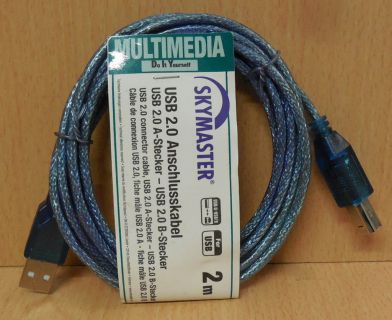 Skymaster 28274 USB 2.0 Kabel Blau 2m Typ A Stecker Typ B Stecker* so770