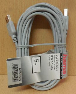 Hama 00029195 USB 2.0 Kabel grau 5m Typ A Stecker Typ B Stecker* so773