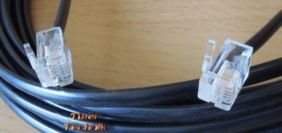 Telefon Kabel Modular 6m Länge schwarz Western RJ11 Stecker RJ11 6P4C* so01