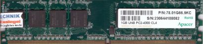 Apacer 78.01G66.9KC PC2-4300 1GB DDR2 533MHz CL4 Arbeitsspeicher RAM* r429