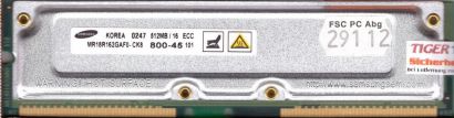 Samsung MR18R162GAF0-CK8 800-45 PC800 512MB 16 ECC RDRAM 800MHz Rambus RIMM*r477