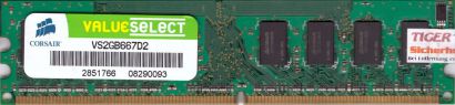 Corsair ValueSelect VS2GB667D2 PC2-5300 2GB DDR2 667MHz Arbeitsspeicher RAM*r480