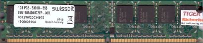 Swissbit SEU12864D4B72EP-30R PC2-5300 1GB DDR2 667MHz Arbeitsspeicher RAM* r548
