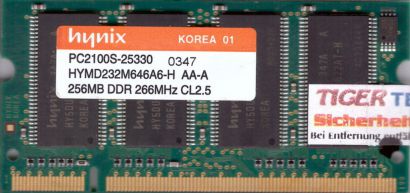 Hynix HYMD232M646A6-H AA-A PC-2100 256MB DDR1 266MHz SODIMM Arbeitsspeicher*lr18