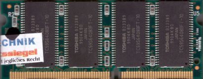 Toshiba T8Z30B-10 PC100 64MB SDRAM 100MHz SODIMM SD RAM Arbeitsspeicher* lr33