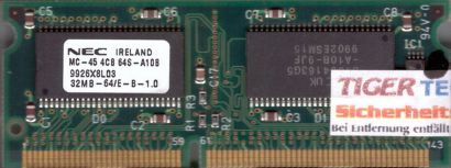 NEC MC-45 4CB 64S-A10B PC66 32MB SDRAM 66MHz SODIMM SD RAM Arbeitsspeicher* lr35