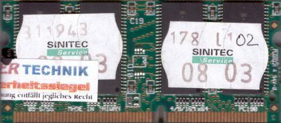 Transcend PC100 128MB 144P SDRAM 100MHz SODIMM SD RAM Arbeitsspeicher* lr36