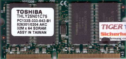 Toshiba THLY25N01C75 PC133 256MB SDRAM 133MHz SODIMM SD Arbeitsspeicher* lr39