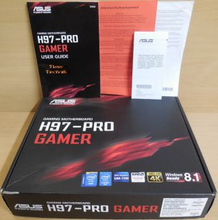 Asus H97-Pro Gamer Rev1.01 Mainboard in OVP Intel H97 1150 PCIe DDR3 USB3.0*m833