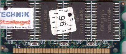 Fast Page RAM 16MB SODIMM 5V 60ns Laptop Notebook RAM Arbeitsspeicher* lr81