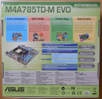 Asus M4A785TD-M EVO Rev1.02G Mainboard NEU OVP Sockel AM3 PCIe DDR3 HDMI* m857