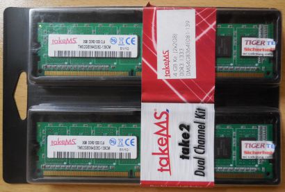 takeMS 4GB Kit 2x2GB TMS2GB364E082-139CM PC3-10600 DDR3 1333MHz CL9 RAM OVP*r623