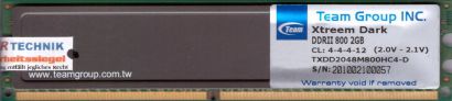 Team Group Xtreem Dark 4GB Kit 2x2GB TXDD2048M800HC4-D PC2-6400 DDR2 800MHz*r630