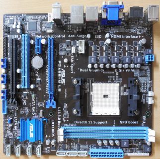 Asus F2A85-M LE Rev1.02 Mainboard +Blende AMD A85X Sockel FM2 DDR3 USB3.0* m882