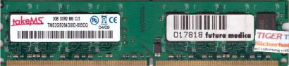 takeMS TMS2GB264D082-805CQ PC2-6400 2GB DDR2 800MHz CL5 Arbeitsspeicher RAM*r651