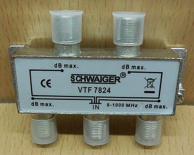 Schwaiger VTF 7824 SAT Verteiler 4 fach 1x In 4x Out Frequenzen 5-1000MHz* so795