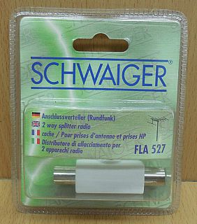 Schwaiger FLA 527 Radio 2 fach Zweifach Verteiler Koax Stecker 2x Kupplung*so806