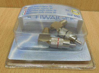 Schwaiger FLV 492 2x AV Cinch Winkeladapter Winkel Adapter Metallstecker* so807
